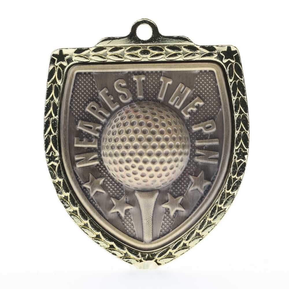 Nearest the Pin Shield Medal 80mm - Gold 