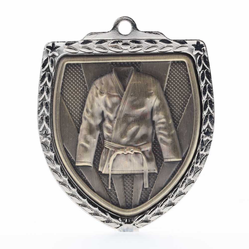 Martial Arts Shield Medal 80mm - Silver 