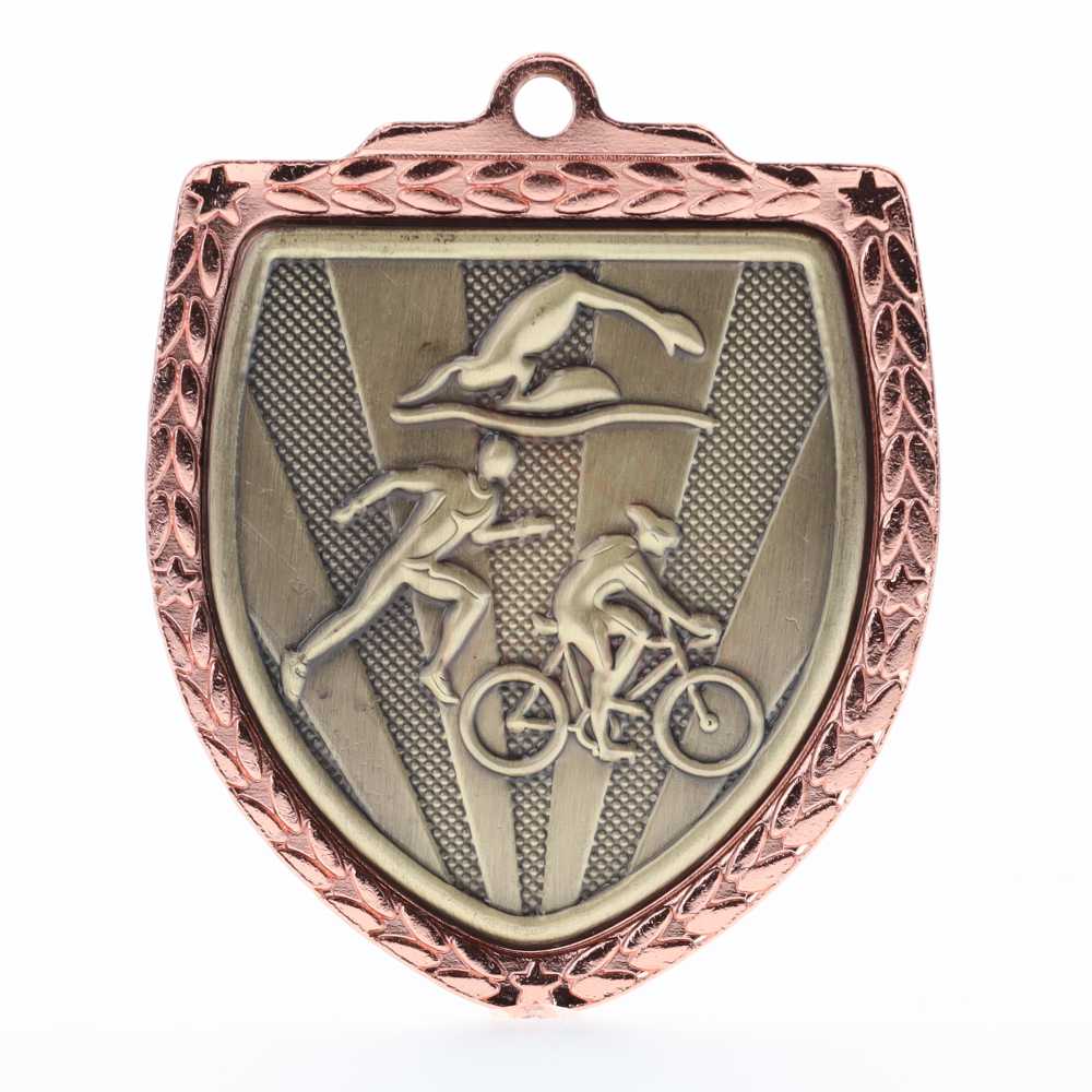 Triathlon Shield Medal 80mm - Bronze