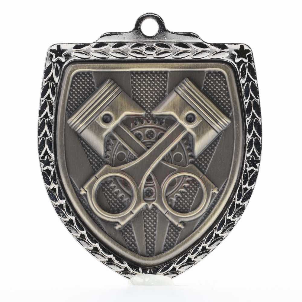 Motorsport Shield Medal 80mm - Silver 