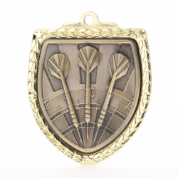 Darts Shield Medal 80mm - Gold 