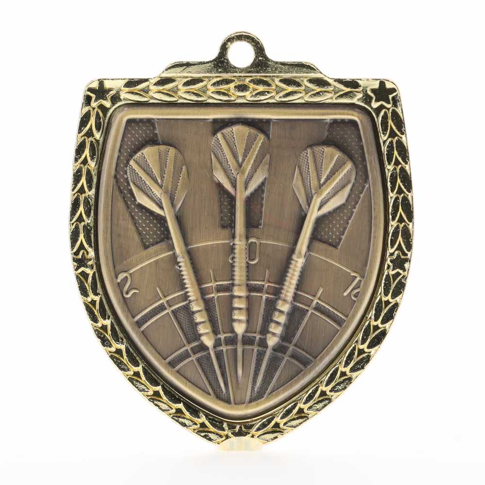 Darts Shield Medal 80mm - Gold 