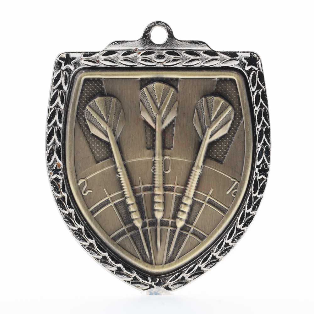 Darts Shield Medal 80mm - Silver 