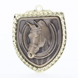 Horse Shield Medal 80mm - Gold 