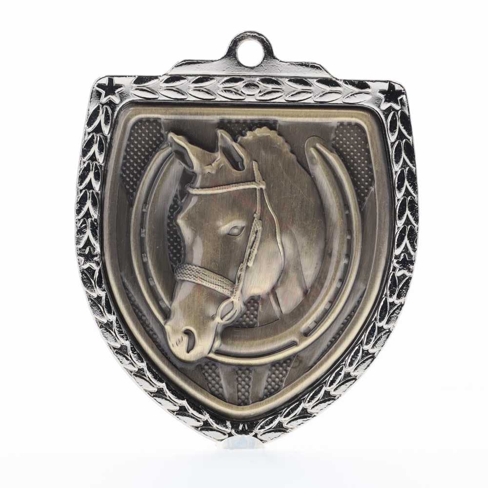 Horse Shield Medal 80mm - Silver 