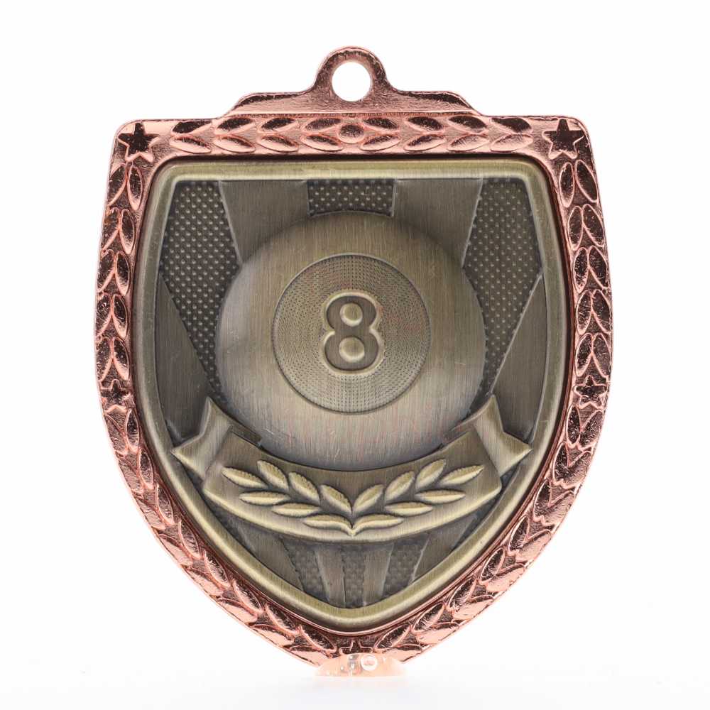 Billiards Ball Shield Medal 80mm - Bronze