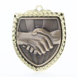 Handshake Shield Medal 80mm - Gold 