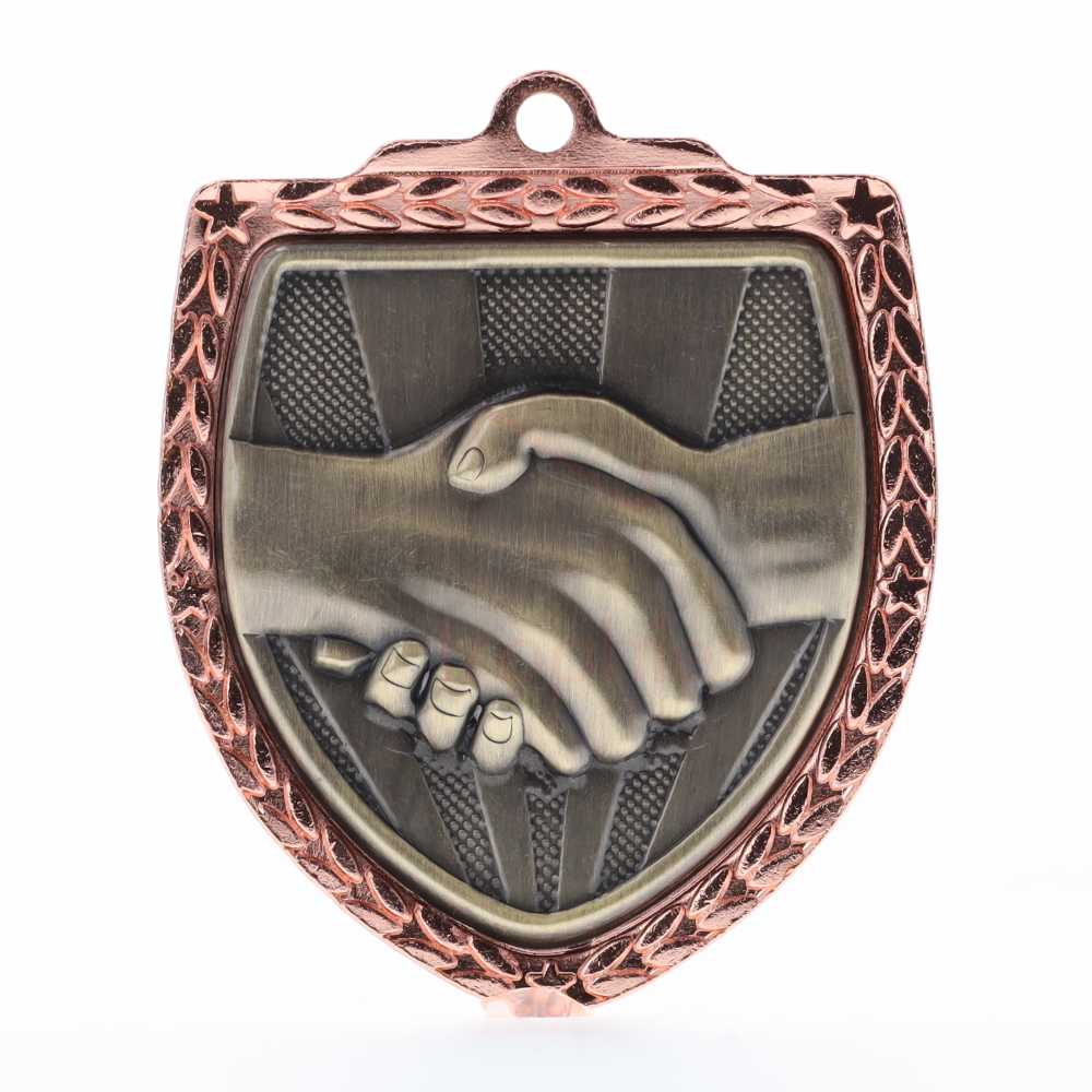 Handshake Shield Medal 80mm - Bronze