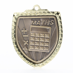 Maths Shield Medal 80mm - Gold 