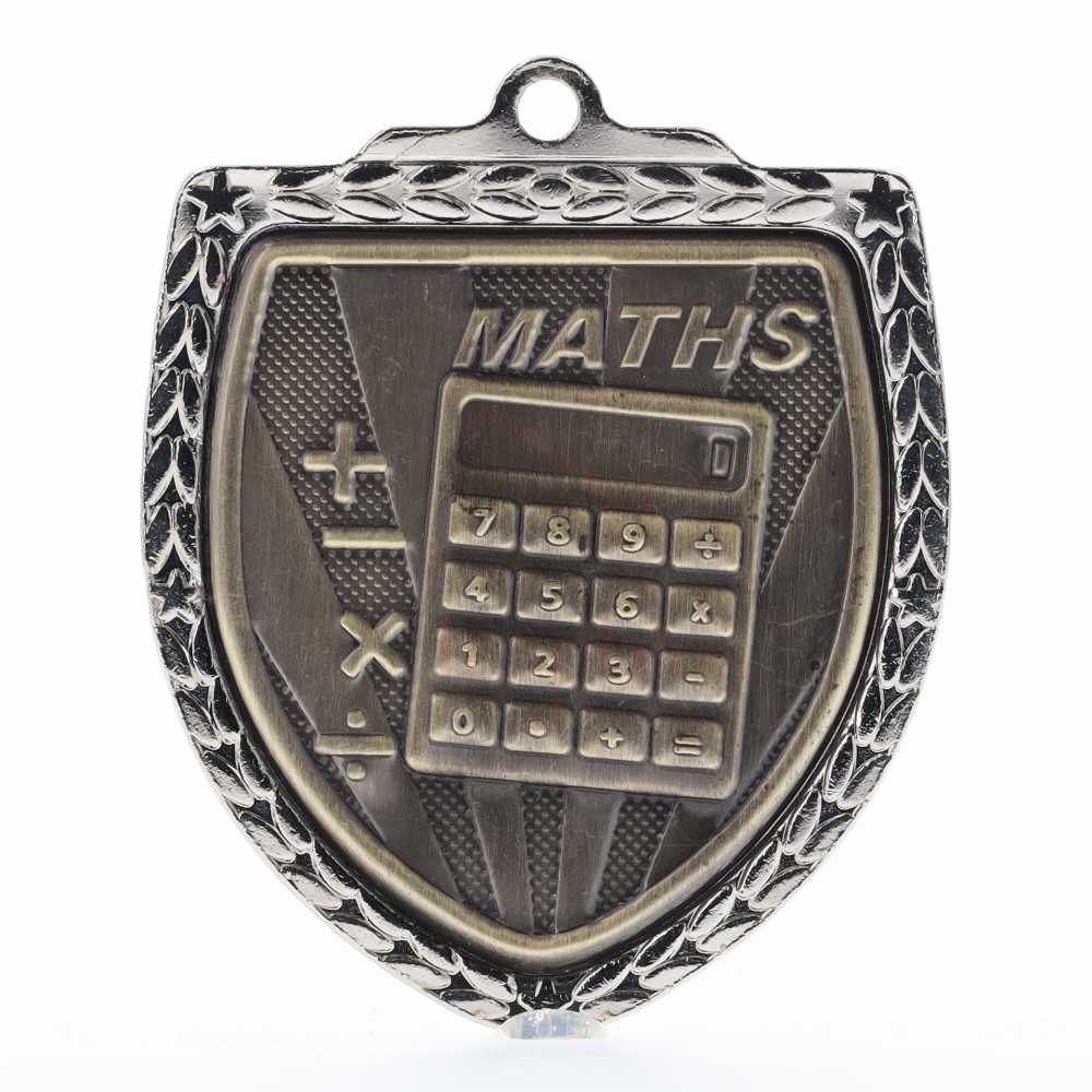 Maths Shield Medal 80mm - Silver 