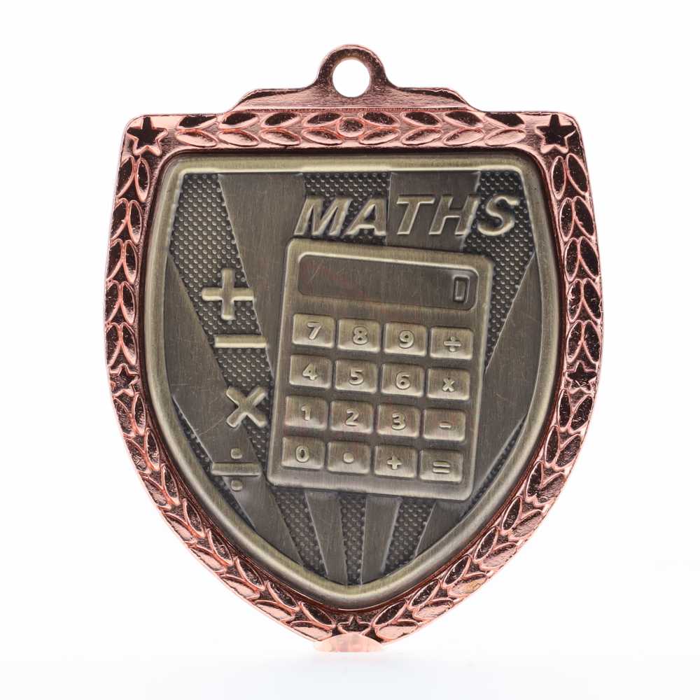 Maths Shield Medal 80mm - Bronze