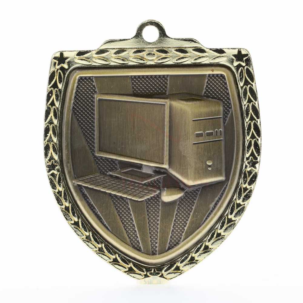 Computer Shield Medal 80mm - Gold 