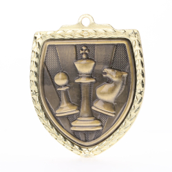 Chess Shield Medal 80mm - Gold 
