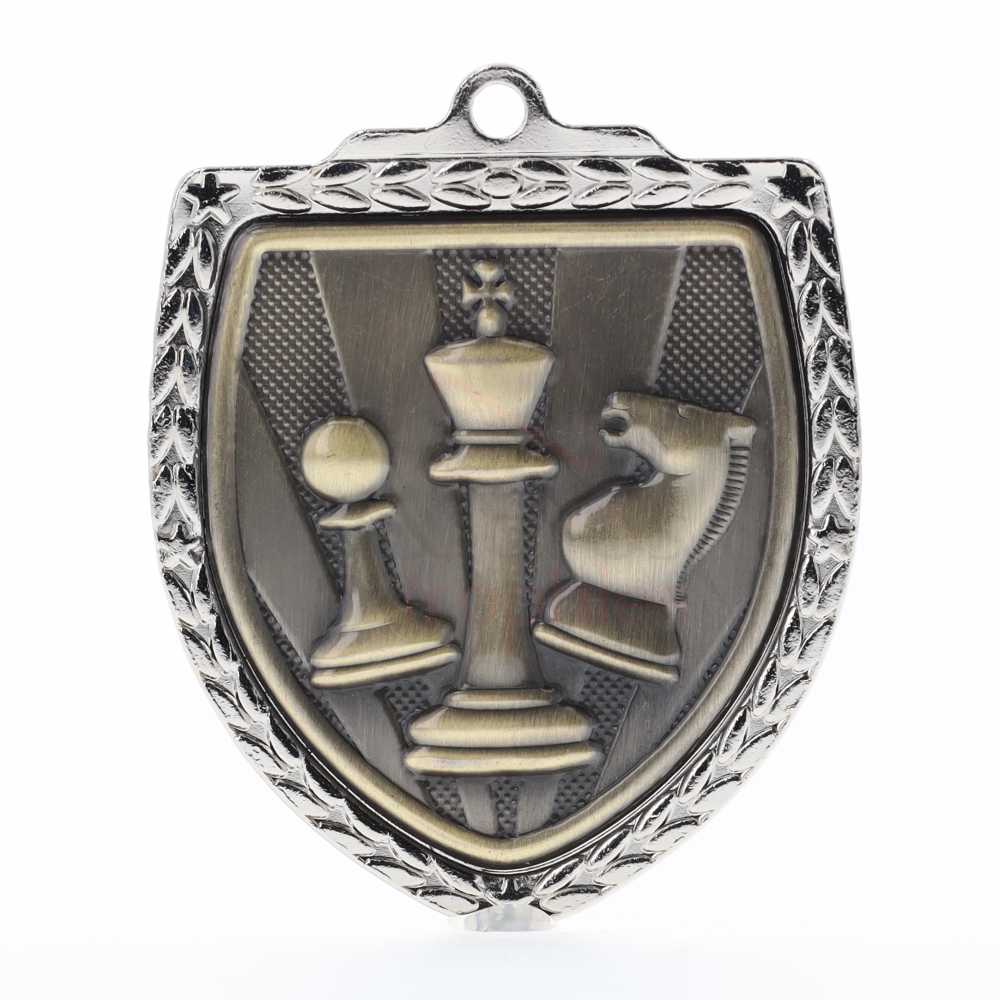 Chess Shield Medal 80mm - Silver 