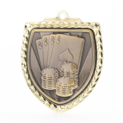 Poker Shield Medal 80mm - Gold 