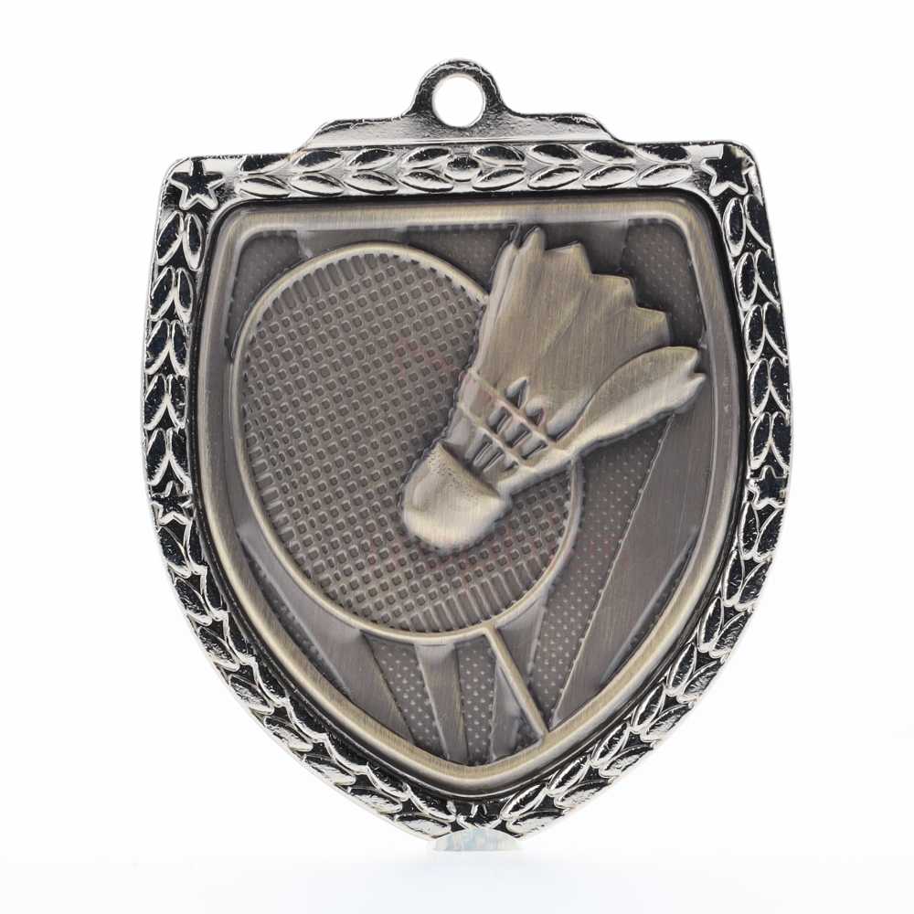 Badminton Shield Medal 80mm - Silver 