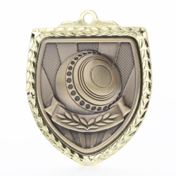Lawn Bowls Ball Shield Medal 80mm - Gold 