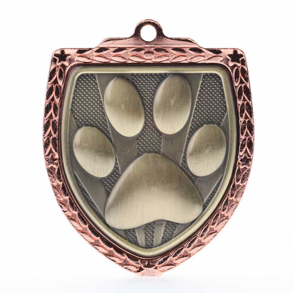 Paw Print Shield Medal 80mm - Bronze