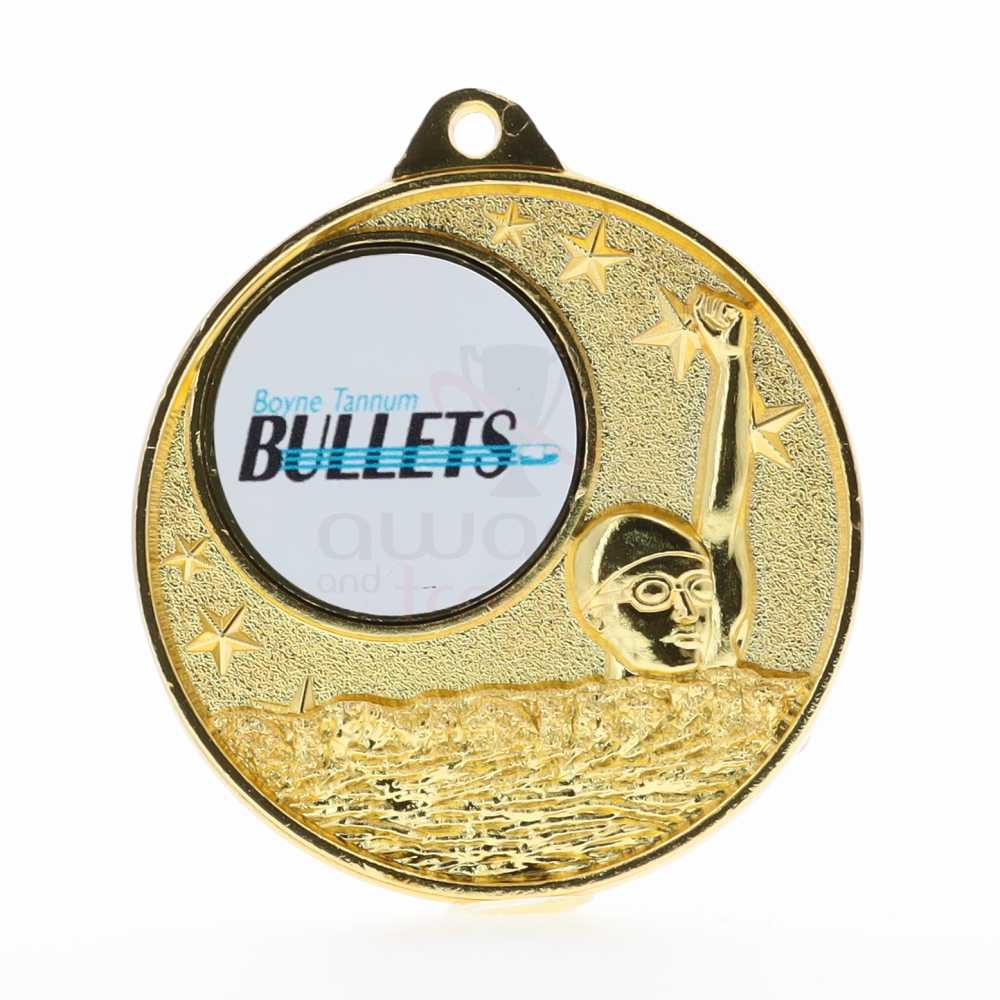 Swimming Logo Starry Medal 50mm - Gold