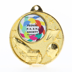 Surf Lifesaving Logo Starry Medal 50mm - Gold