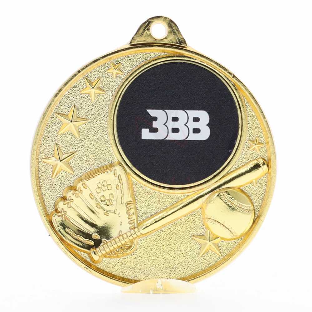 Baseball Logo Starry Medal 50mm - Gold