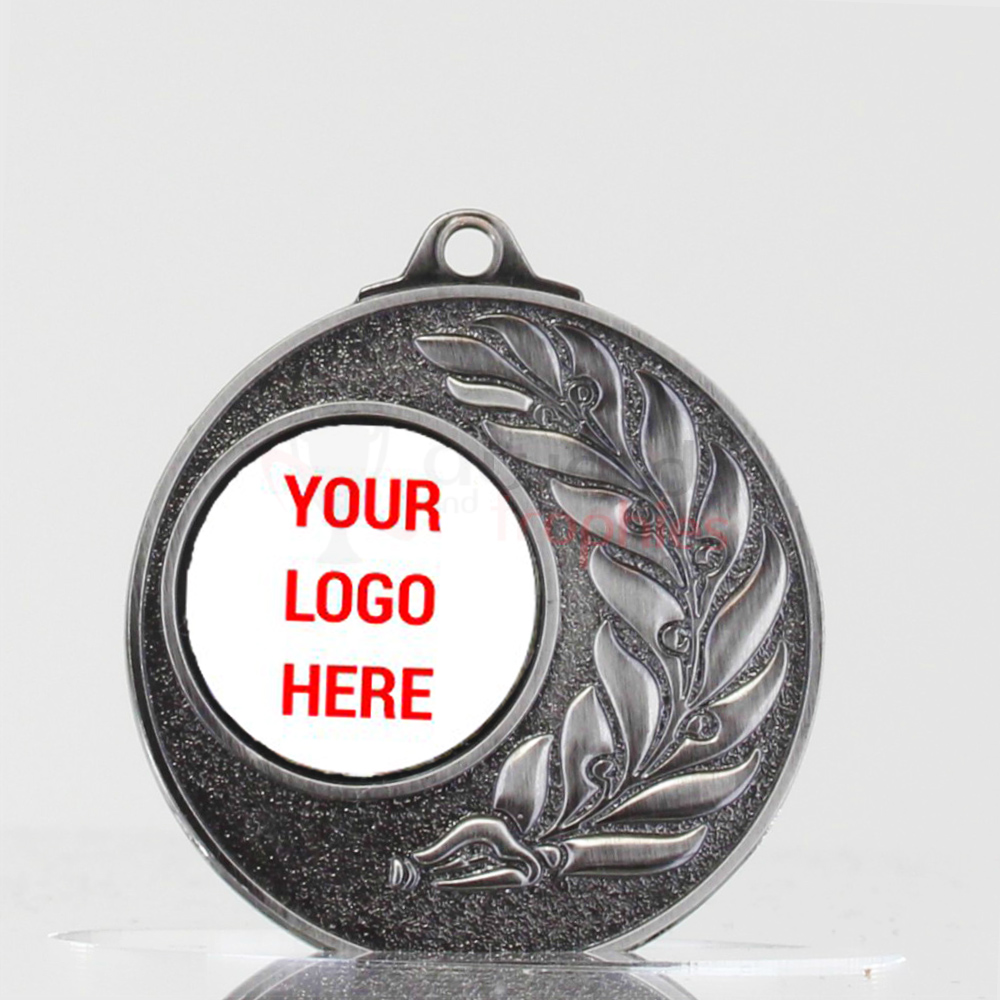 Laurel Personalised Medal 50mm Silver 