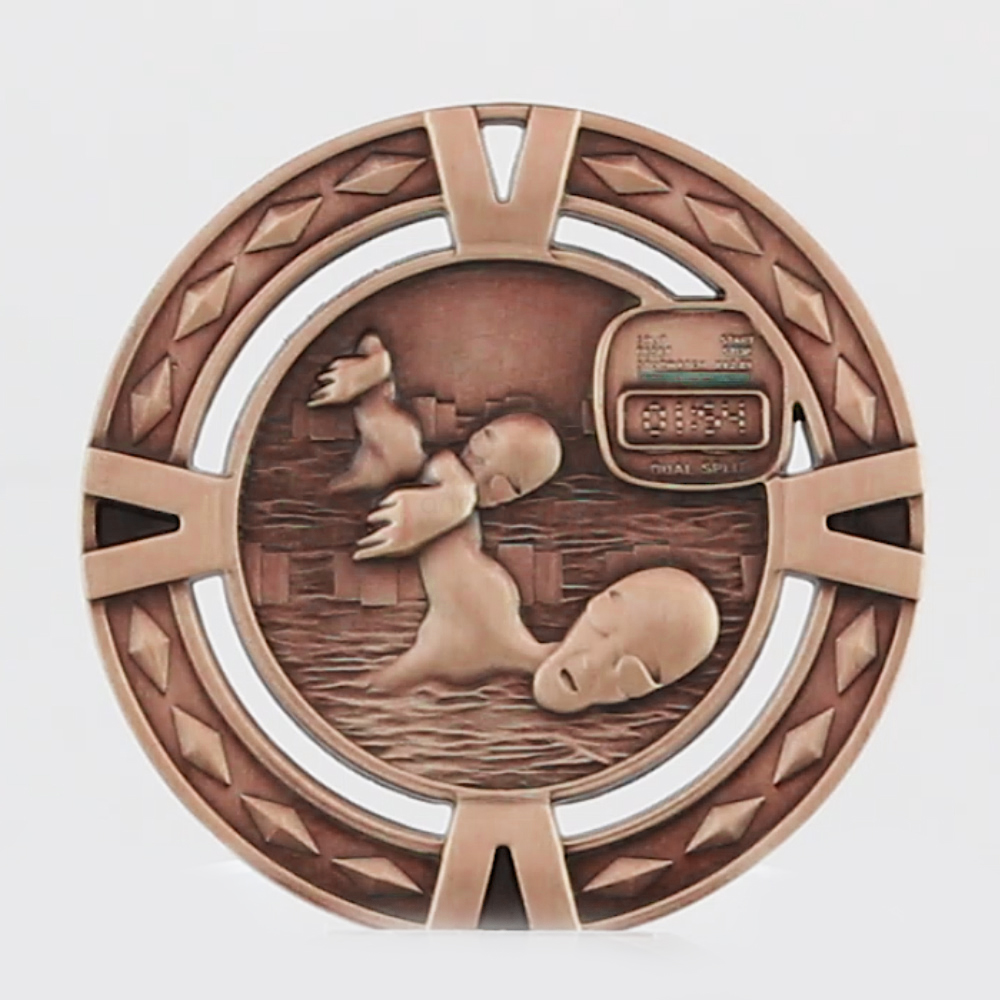 Cutout Swimming Medal 60mm Bronze